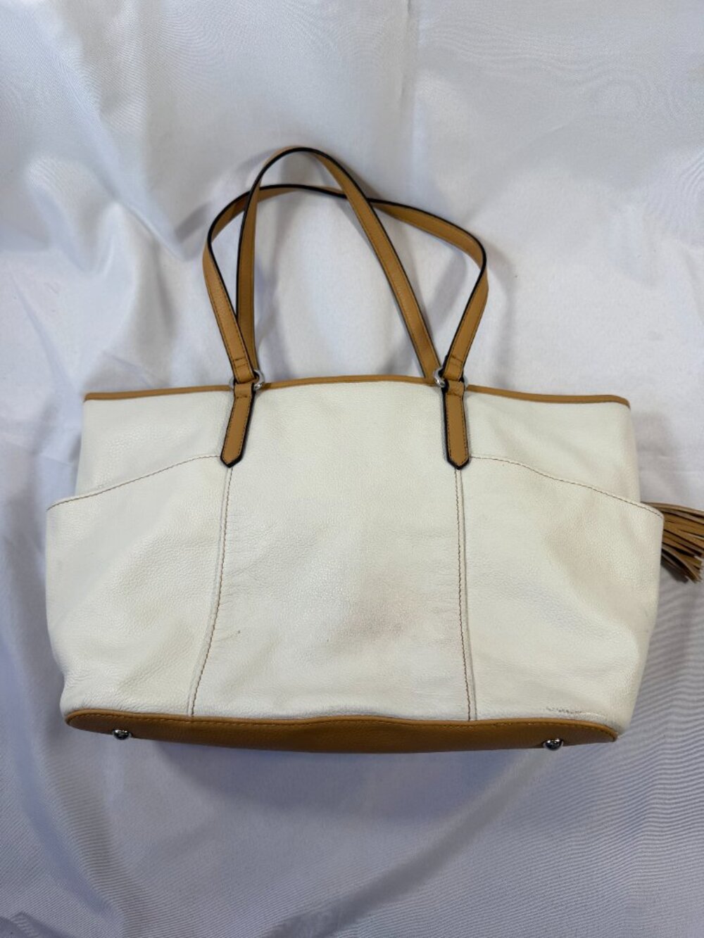 Tignanello Genuine Leather French Shopper Tote W/ Tassle, Colorblock, Like New! - Picture 5 of 16